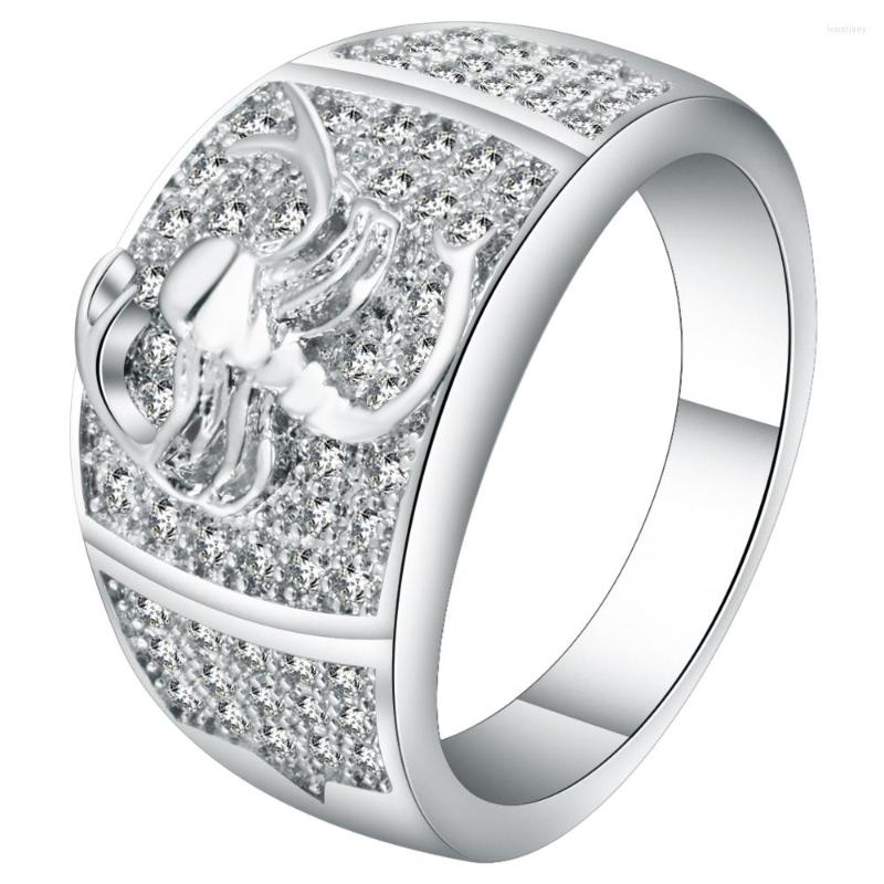 

Wedding Rings Vintage Micro Pave White Zircon Scorpion Jewelry Silver Color Animal Bands Finger Ring For Men Women Drop Ship