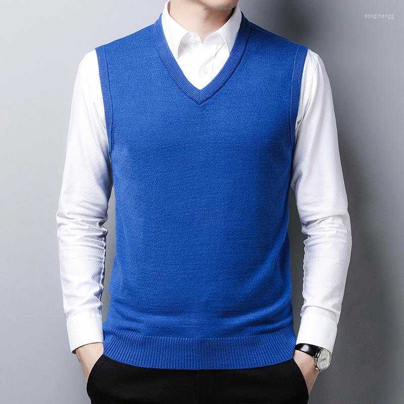 

Men' Vests Male Thick Sweater Vest Autumn Office Man Solid Knit Wool V-Neck Casual Sleeveless Pullovers, Black