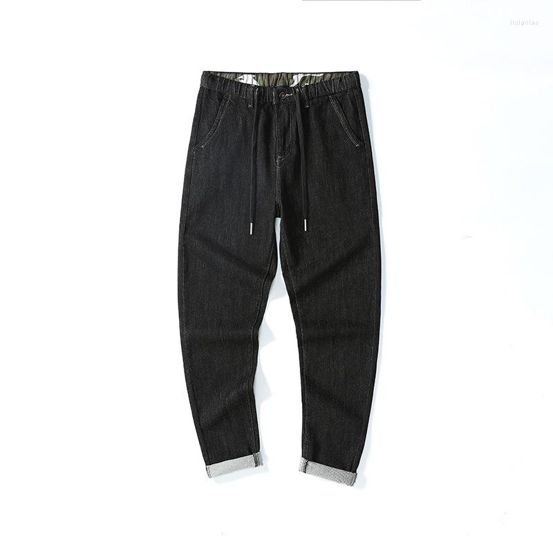 

Men's Jeans Men's Black Skinny Loose Japanese Straight Spring Autumn Slim Comfortable Trend Trousers Men Cotton Elastic, 2011 black