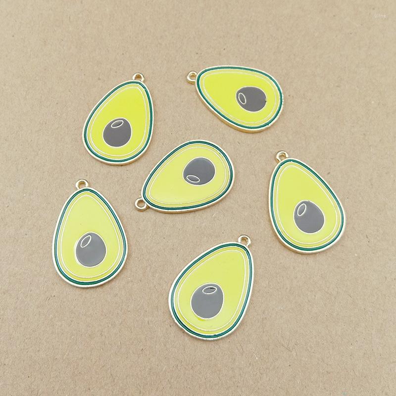

Charms Est 50pcs 27x18mm Cute Fruit Avocado Slice Shape Enamel Alloy Jewelry Gold Tone Plated Oil Dorp DIY Necklace Pendants
