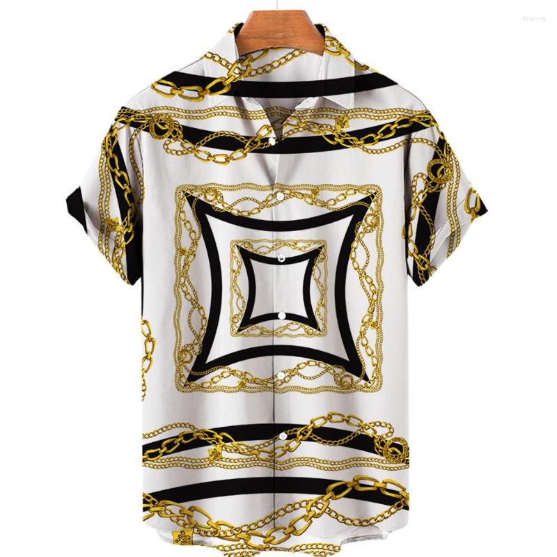 

Men's Casual Shirts Men's Baroque Style Luxury 3D Hawaiian Summer Oversized Tops Button Short Sleeves Loose European Size, Zf-0362