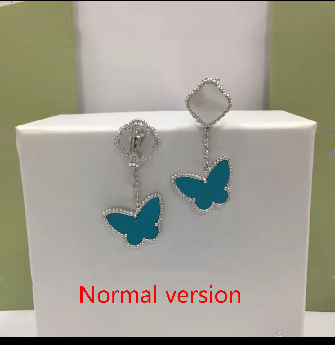 

Designer Hoop Stud Earrings Back Women Love Four leaf Clover with butterfly Fashion Luxury Wedding Earrings Jewelry