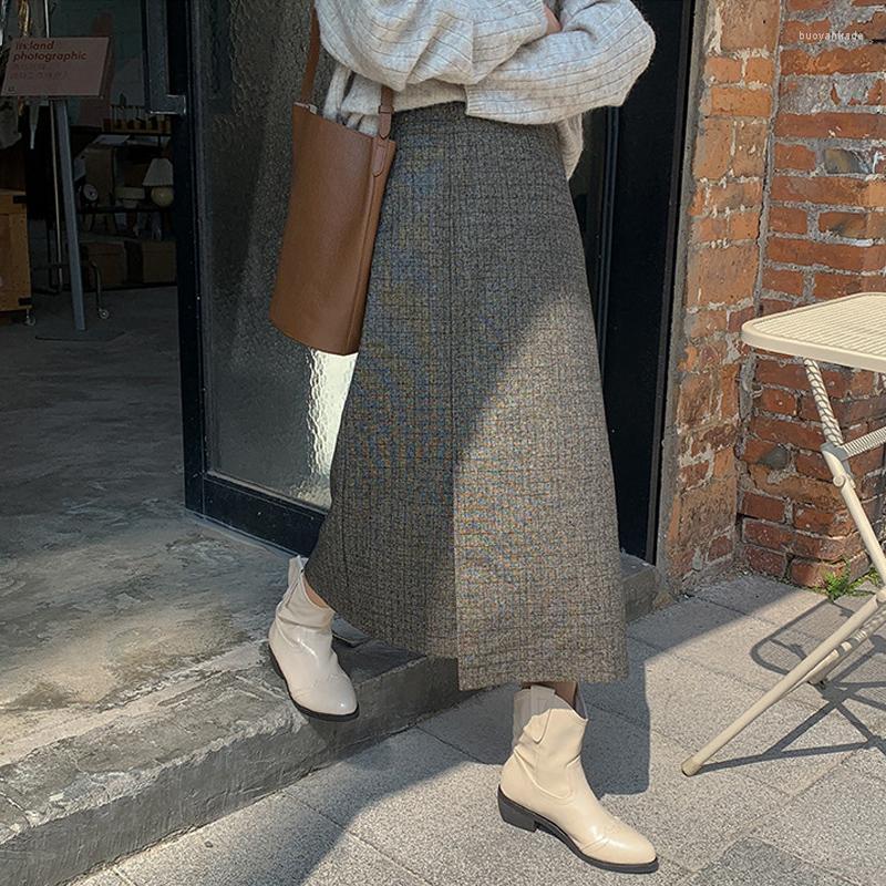 

Skirts Autumn And Winter Women' Casual Solid Color High Waist, Brown