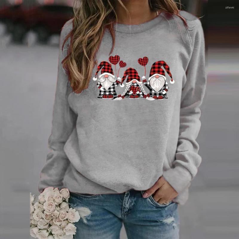 

Women's Sweaters O-Neck Long Sleeve Pullover Sweatshirt Autumn Winter Santa Claus Print Women Outerwear Christmas, Red