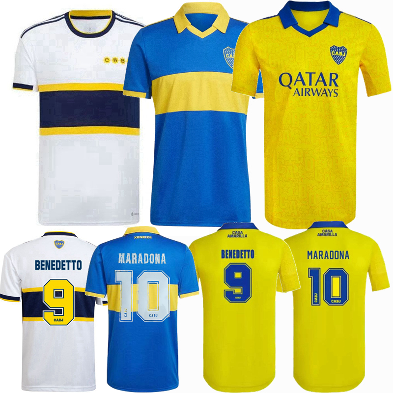 

2022 2023 Boca Juniors Soccer Jerseys MARADONA OSCAR BENEDETTO MARCOS ROJO CARLITOS DE ROSSI TEVEZ SALVIO home away 3rd 22 23 football men and kids shirt, 21/22 home+patch+6