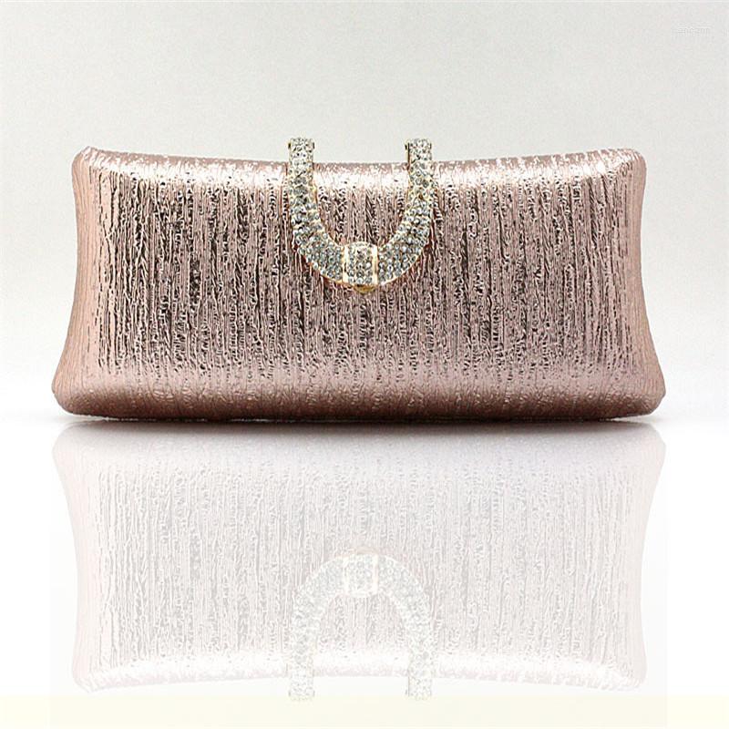 

Evening Bags Ladies Crystal Diamond Buckle Rose Gold Bag Day Clutch Wedding Bridal Package Marry Small Mini Handbag WY83, Picture shown