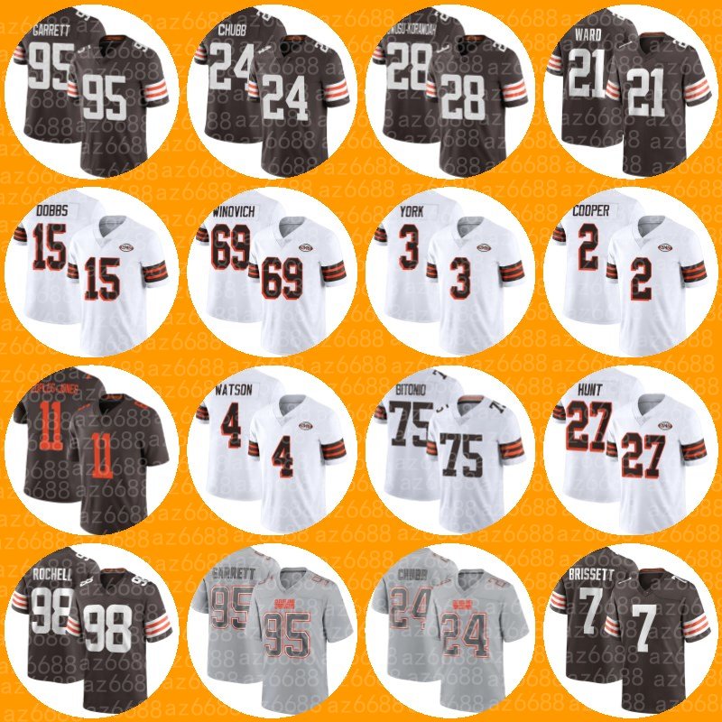 

Amari Cooper Nick Chubb Football Jersey Myles Garrett Deshaun Watson Cade Yorks Cleveland''Browns''Denzel Ward David Njoku Jeremiah, Csutom men jersey+patch