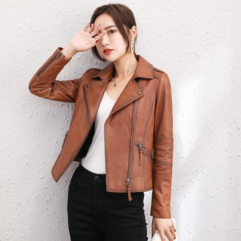 

Women's Leather The Spring And Autumn Period Han Edition Locomotive Sheep Jacket Factory Direct Sale Women's & Faux, Black
