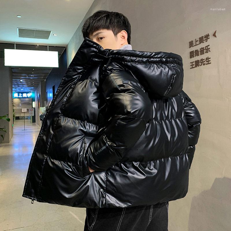 

Men's Down 2022 Fashion Solid Color Cotton Jacket Winter Thicken Loose Warm Bubble Coat, Black