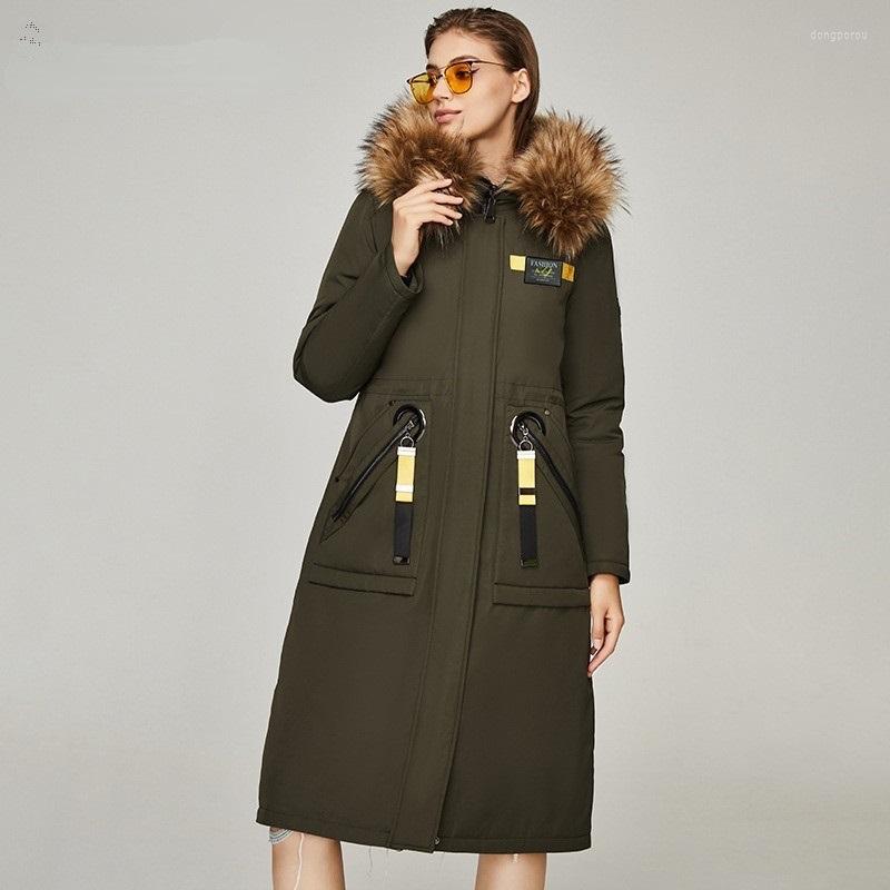 

Women' Trench Coats 2022 Autumn And Winter Loose Women Parkas Hooded Down Cotton Thicken Long Jackets Female Warm Oversized, Beige