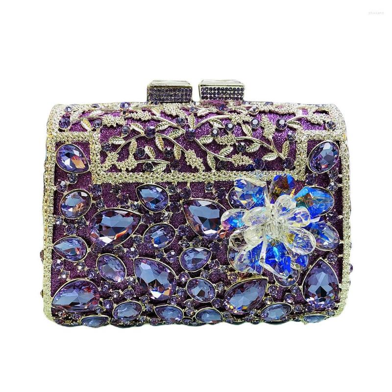 

Evening Bags Gorgeous Woman Diamond Party Handbag Hollow Out Envelope Shape Crystal Purse Wedding Bridal Female Banquet Cocktail Flower Bag, As picture 9