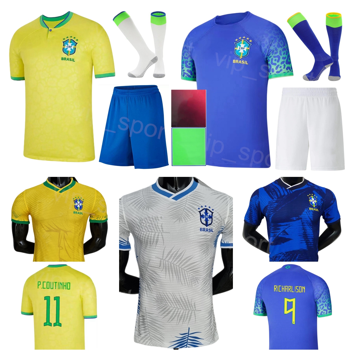 

World Cup Men Youth Soccer Philippe Coutinho Jerseys Brazils Thiago Silva Lucas Paqueta MARQUINHOS DANILO RICHARLISON CASEMIRO Football Shirt Kits National Team