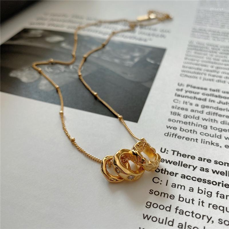 

Pendants POFUNUO French Style Real 925 Sterling Silver Geometric Zircon Pendant Necklace Women Luxury Fashion Match Chokers Fine Jewelry