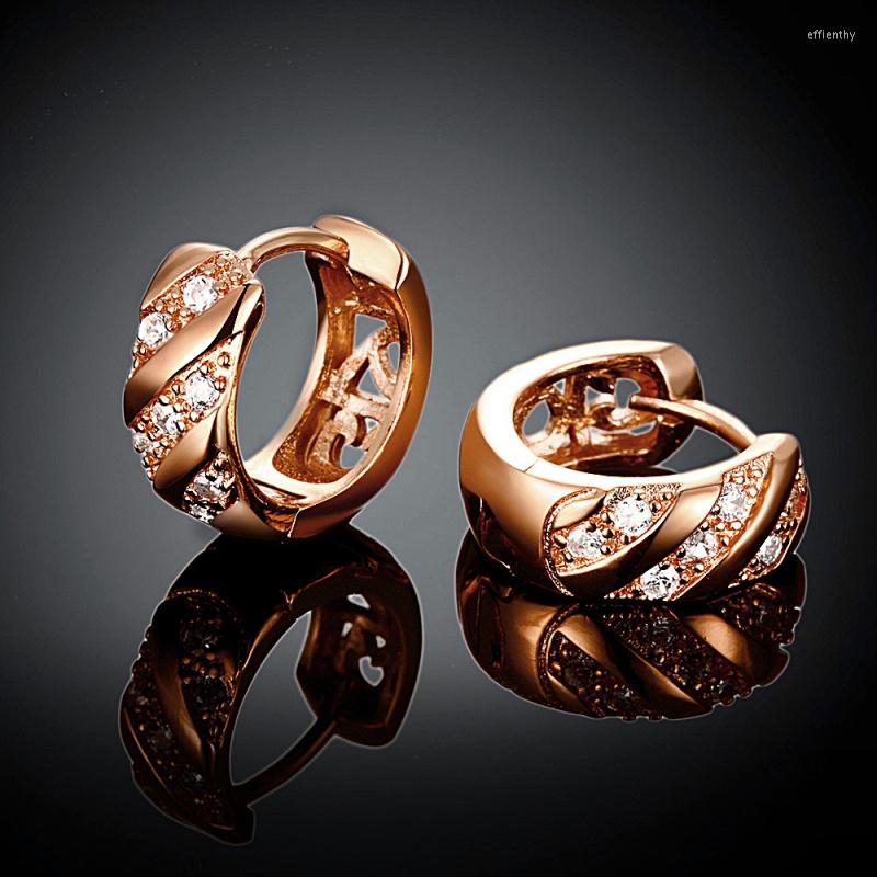 

Backs Earrings 2022 Rose Gold Zircon White Cubic Zirconia Ear Clip For Women E2129