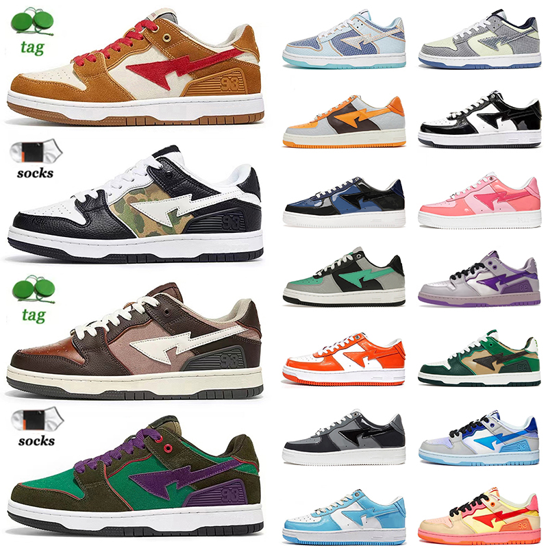 

Top Patent Leather Bapestas Baped SK8 Stas Shoes White ABC Red Blue Color Camo Pink Grey Suede Platform Designer Sneakers Women Mens Trainers With Socks 36-45, B18