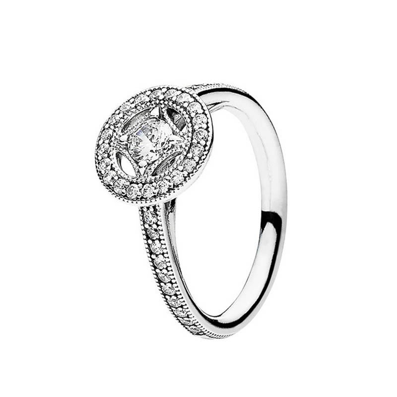 

Women Girls Vintage Circle RING Authentic Sterling Silver Wedding designer Jewelry with Original Box for Pandora Rose gold girlfriend Gift Rings Set