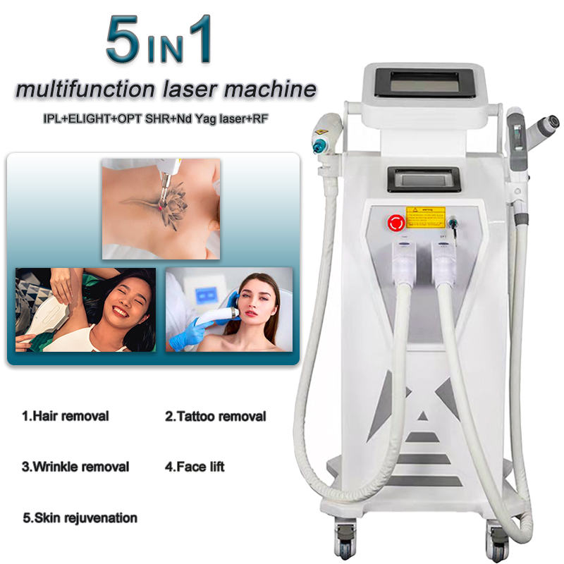 

Direct effect 5 IN 1 laser Hair Removal IPL OPT SR Beauty Machine Acne treatment RF Nd Yag lasers hairs tattoo remove face lifting equipment
