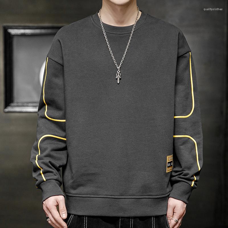 

Men's Hoodies Hip Hop Sweatshirts For Men Solid Color Crewneck Sweatshirt Long Sleeve Shirts Pure High Street Casual, Beige