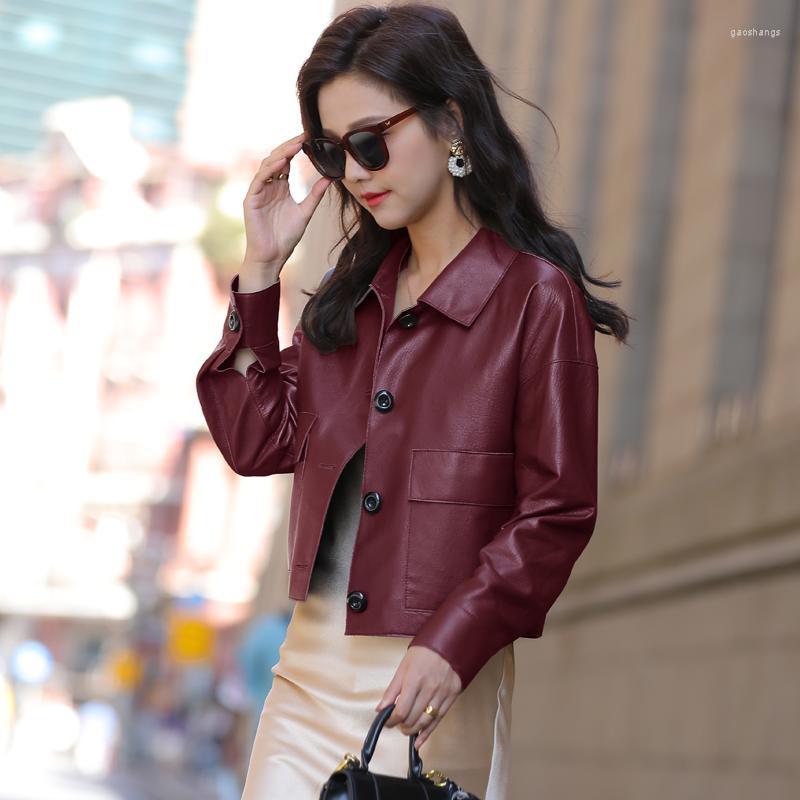 

Women' Leather Korean Genuine Jackets Women Spring Autumn 2022 Real Sheepskin Coat Female Short Women' Coats Mujer Chaqueta Zjt1949, Black