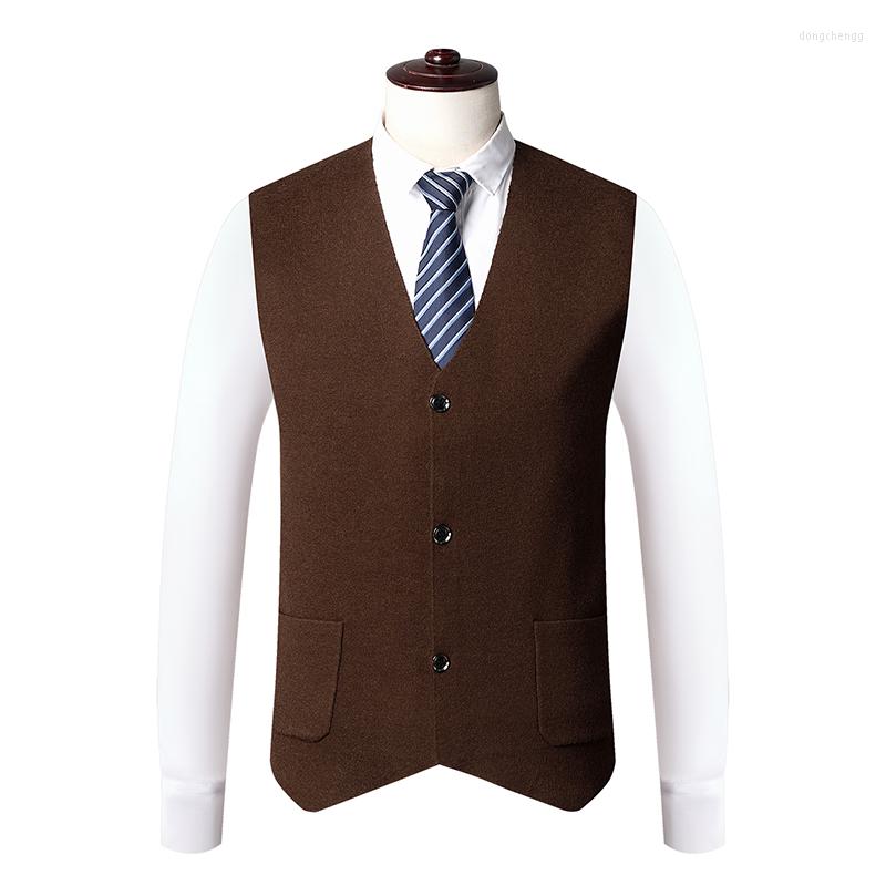 

Men' Vests Top Grade Suit Vest Autumn & Winter Man Cardigan Sweater Office Male Waistcoat Jacket Solid V-Neck Sleeveless Coat, Black