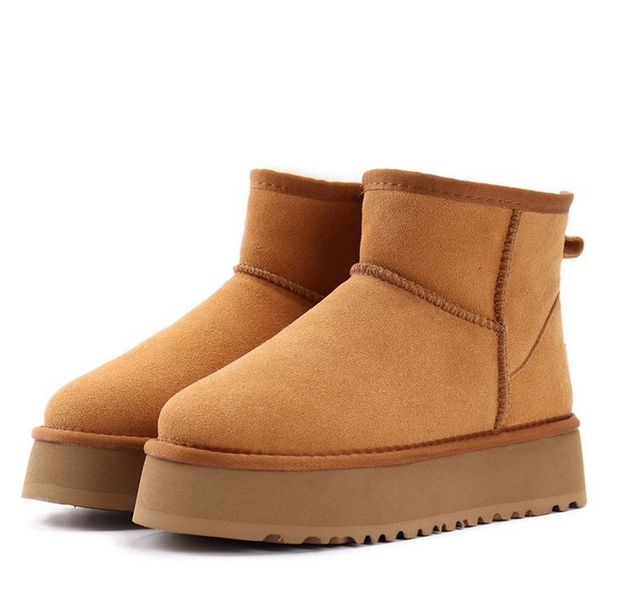 

Hot Selling Classic Mini Platform Boots Designer Women Men Snow Boots Real Leather Thick Bottom Brown Slip-on Australia Booties Winter Bottes Us4-13, Black