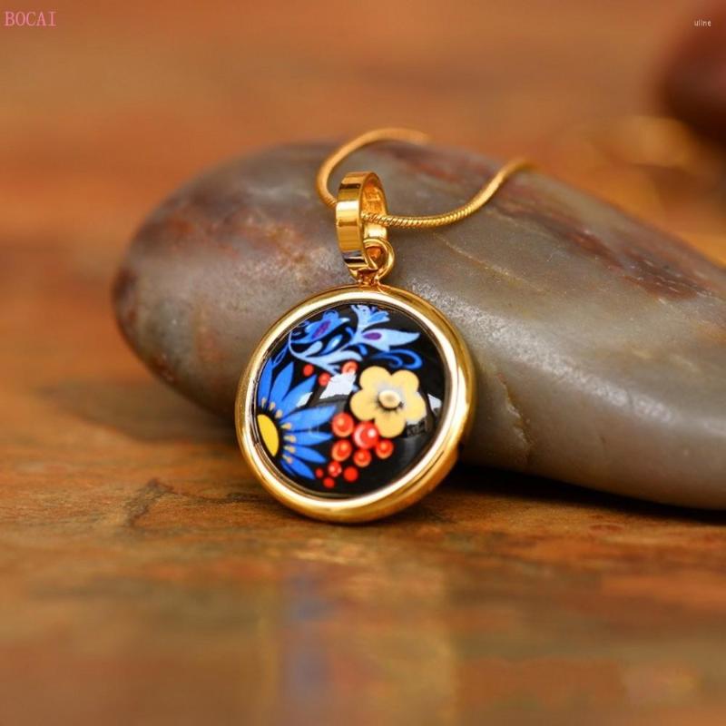

Charms Night Party Series Enamel Color Head Ornament Women's Pendant Medium Round Necklace For Women