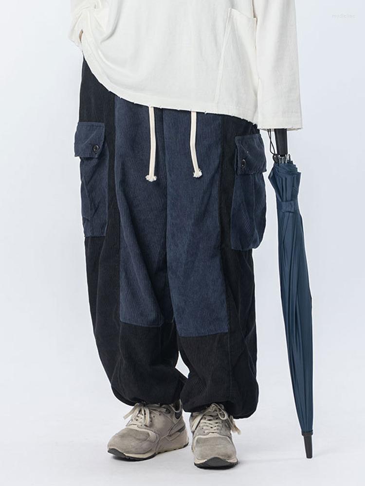 

Men's Pants Colorich Stylish Corduroy Bloomers 2022 Japanese Style Mens Casual Loose-Fitting Trousers Patchwork Ankle-Tied Big Pocket, Multi
