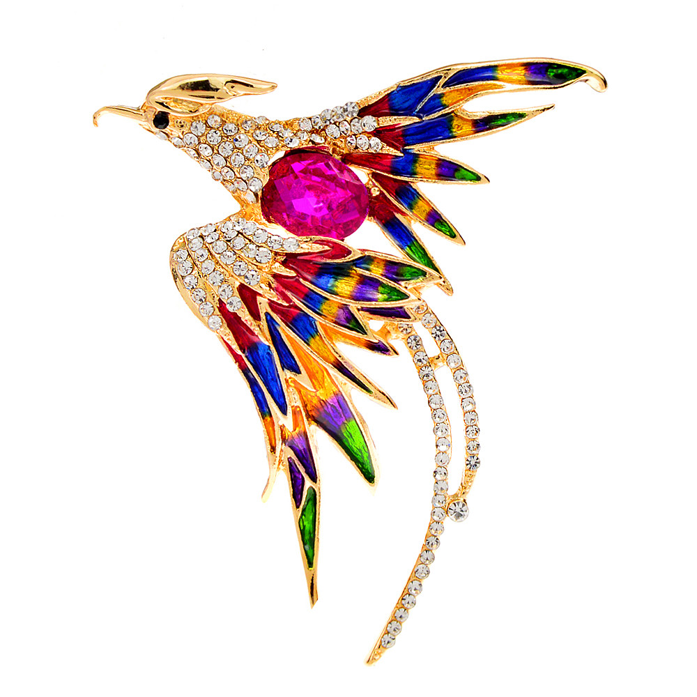

JewelryBrooches 2022 New Arrival Enamel Colorful Bird Brooches Rhinestone Animal Pin Fashion High Quality Jewelry