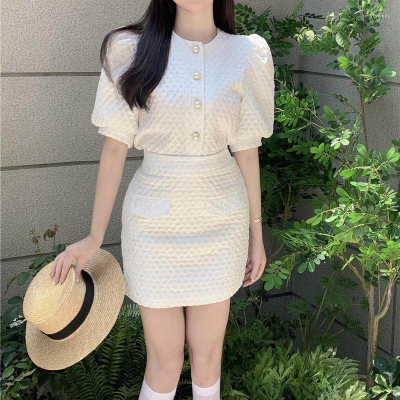 

Work Dresses High Quality Fashion 2 Piece Set Women Jacket Coat Crop Tops Waist Bodycon Mini Skirt Small Fragrance Two Suits, White