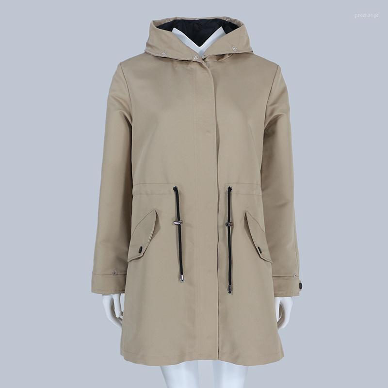 

Women's Trench Coats 2022 Waterproof Parka Shell Match Fur Liner And Collar Women's, Long grey