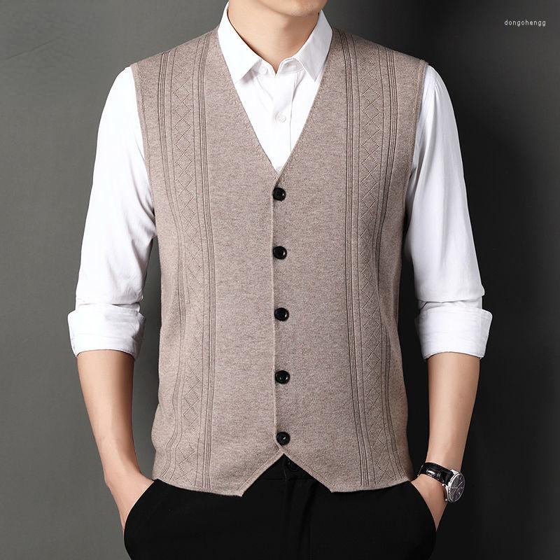 

Men's Vests Top Quality Autumn Fashion Brand Cardigan Sweater V Neck Knitted Vest Men Solid Sleeveless Casual Male Clothing Z05, Red