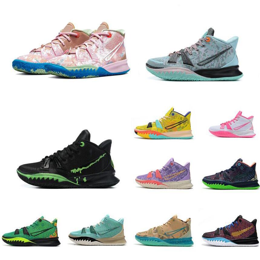 

Mens Irving kyrie 7 vii basketball shoes for boys kids 7s Black Green Blue Halloween Aunt Pearl Pink Unite world Sponge sneakers tennis, 10