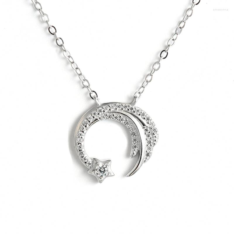 

Choker 2022 Moon Star Silver Meteor Garden Slip Falling Micro-Inlaid Clavicle Chain Temperament Female Necklace Girls Gifts
