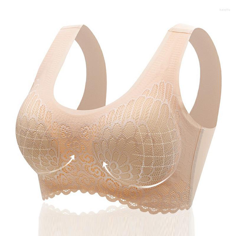 

Yoga Outfit Latex Seamless Bra Women Push Up Underwear Cooling Gathers -proof Pad Female Intimate Fashion Soft Comfortable Bralette, Black