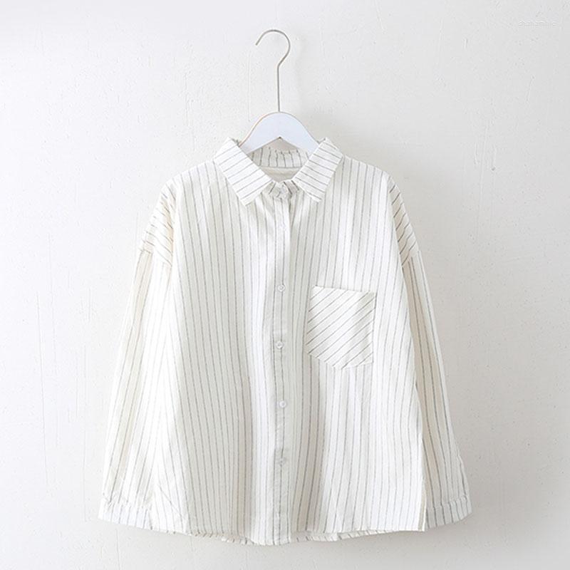 

Women's Blouses VSUE Long-Sleeve Pocket Striped Yellow White Pink Turn Down Collar Shirts Women Female Spring Autumn Chic B0708
