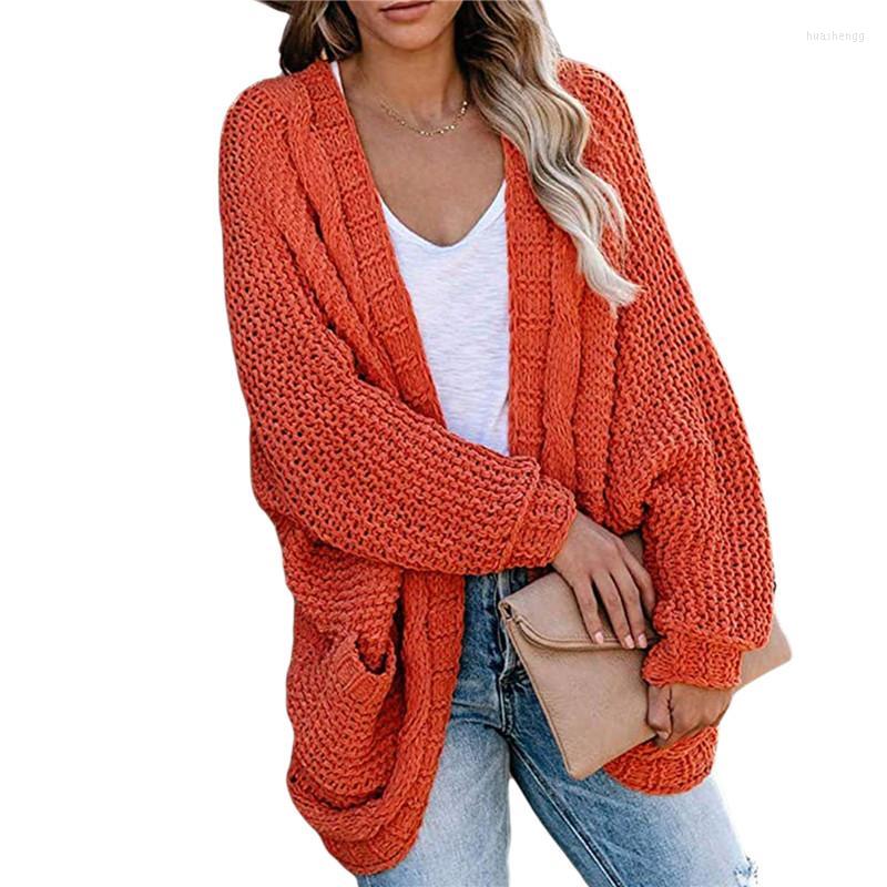 

Women' Knits Hirigin Spring Autumn Women Solid Color Sweater Cardigan Fashion Ladies Casual Streetwear Pockets Knitwear Tops -3XL, Black