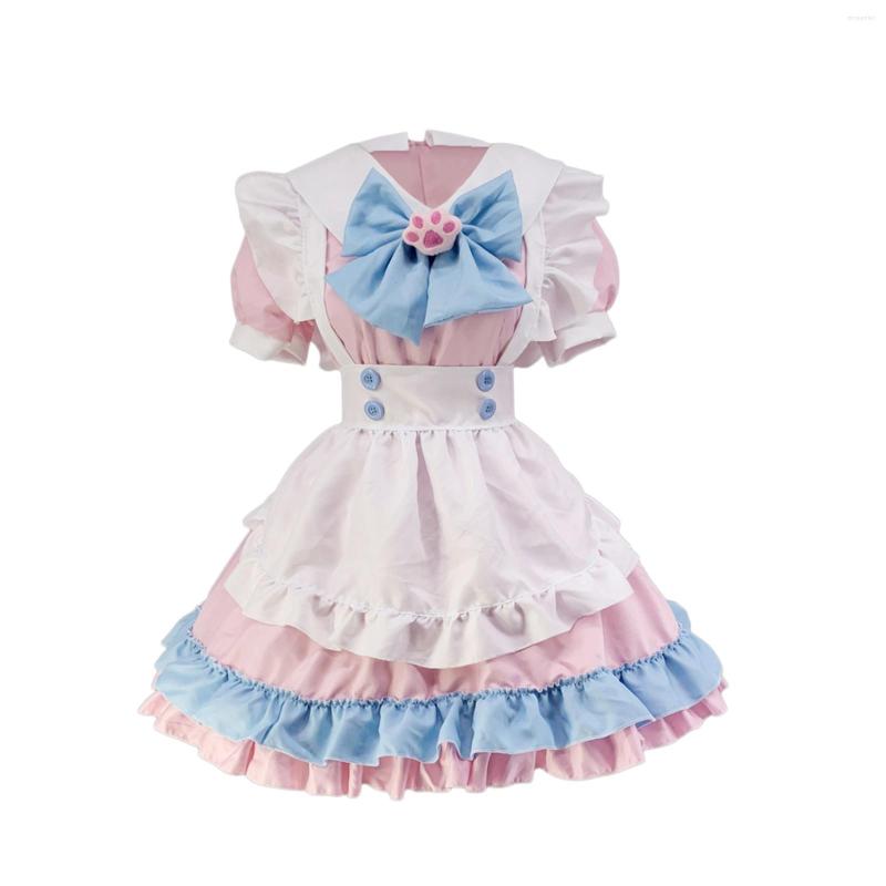 

Casual Dresses JAYCOSIN Lady Women Lace Long Sleeve Bowtie Cosplay Costumes Party Dress With Bow Gothic Lolita Vestido De Mujer, Pink