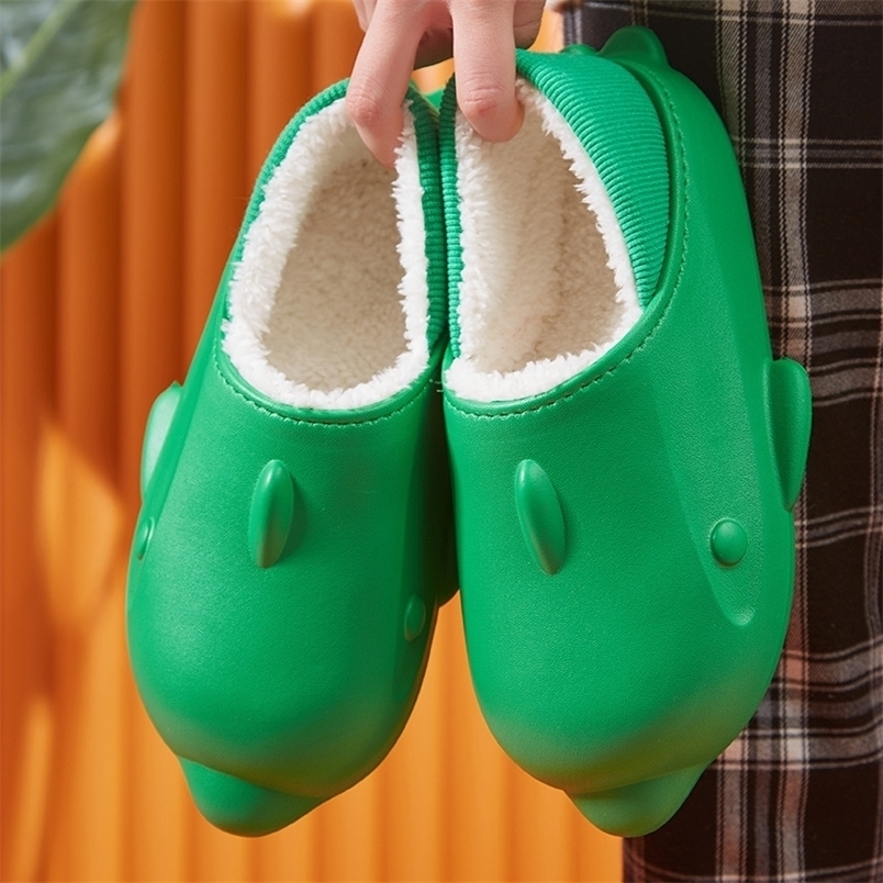 

Slippers Winter Plush Dolphin for Women Waterproof Non Slip Cotton Shoes Woman Cute Cartoon Couple Warm Home 220930, Green
