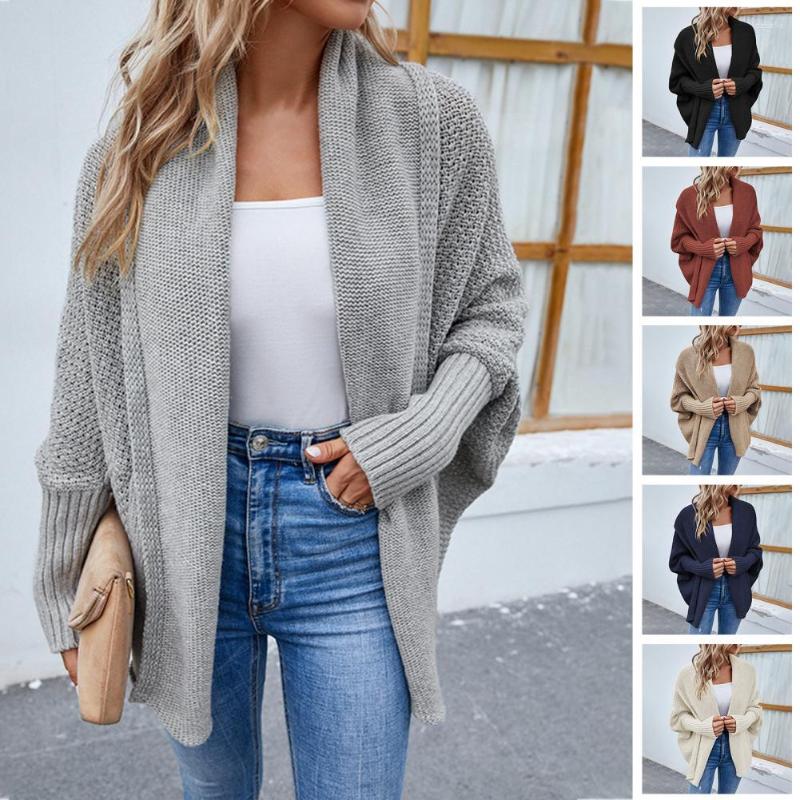 

Women' Knits Classic Cardigan Jacket Scarf Collar Versatile Knitted Autumn Winter Loose Oversized, Brick red