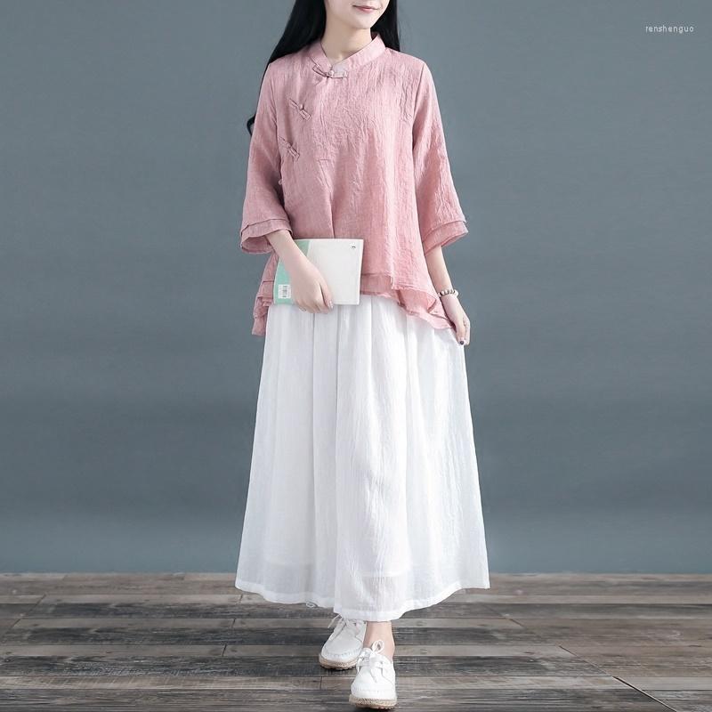 

Ethnic Clothing Chinese Style Women Clothes 2022 Summer Cheongsam Top Traditional Shirt Blouse Hanfu Ladies Tops FF3259