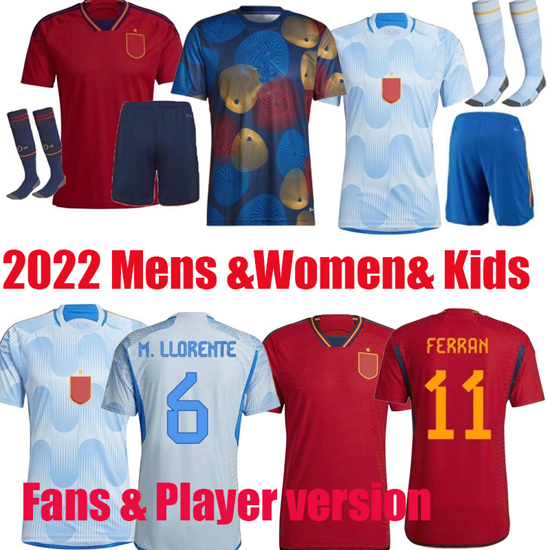 

2022 Spain soccer jerseys Espana ANSU FATI ASENSIO MORATA FERRAN KOKE GAVI C.SOLER 22 23 Home Away Third WORLD RAMOS CUP fans Player version football shirts men kids kit, Home kit
