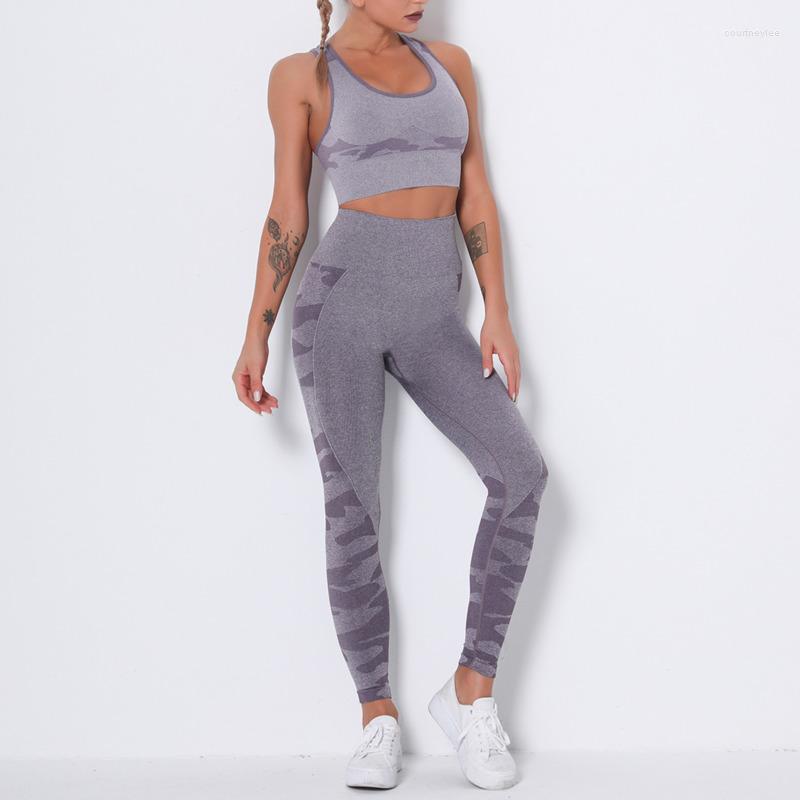 

Active Sets Camouflage Seamless Women Yoga Set Padded Bra High Waist Leggings Female Fitness Gym Suit 2022 Sportwear Running, Dark gray