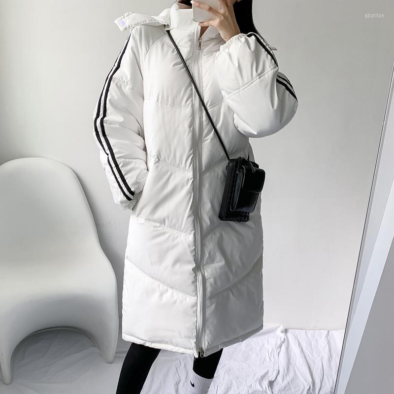 

Women' Down Mid-length Padded Jacket Winter Korean Retro Fashion Casual Hooded Over-the-knee Thick Western-style, Gray