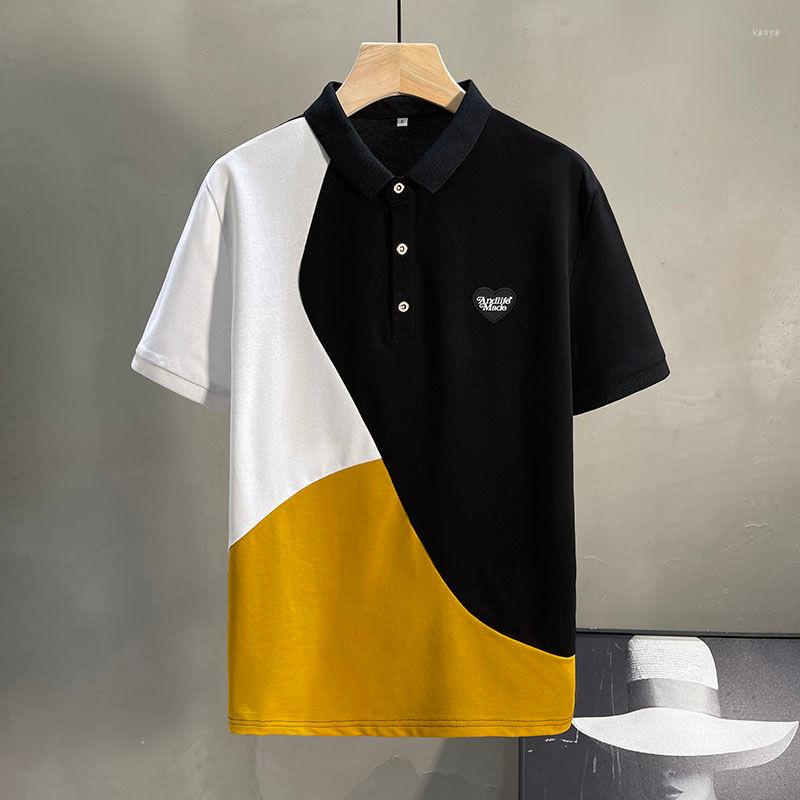 

Men's Polos 2022 Summer Korean Simple Slim Polo Short Sleeve Shirt Casual Streetwear Color Contrast Camisa Masculina, Black