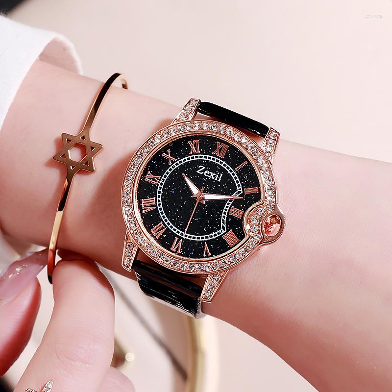 

Wristwatches Fashion Women Sports Luxury Bracelet Quartz Watches For Ladies Leather Belt Watch Dress Wrist Clock Gift, White