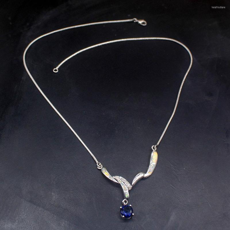 

Choker Hermosa Natural Gemstone White Australian Opal Sapphire Charm Prom Genuine 925 Silver Chain Necklace For Women Girls 20224572