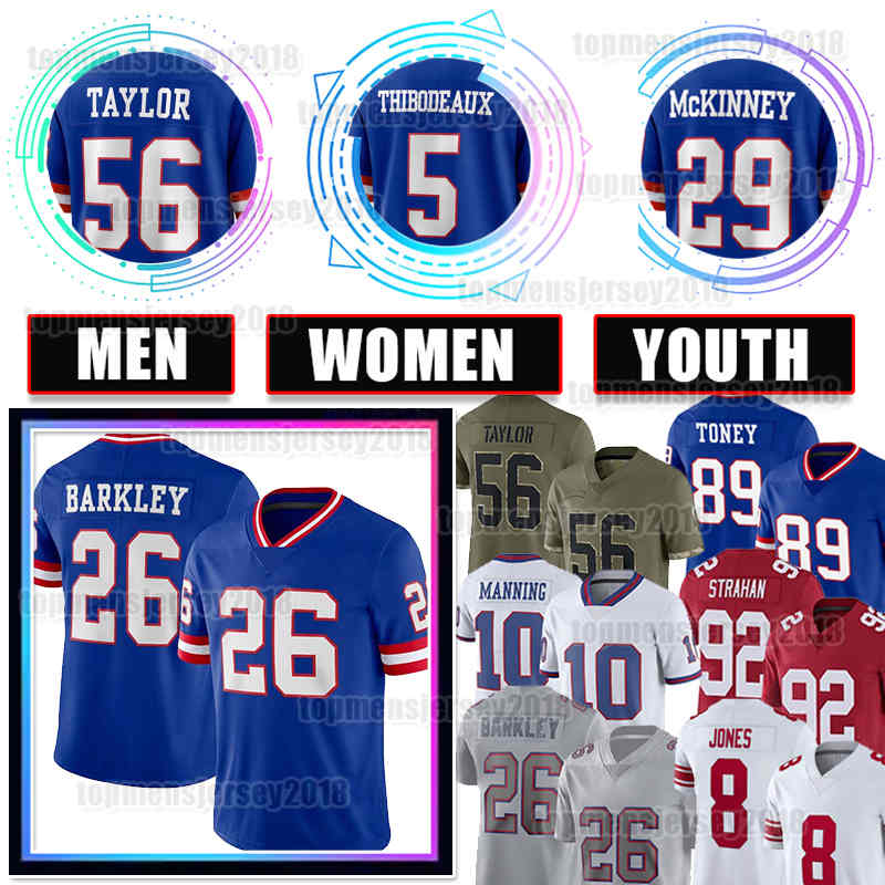 

Saquon Barkley Football Jersey Kayvon Thibodeaux Daniel Jones New Yorks Kadarius Toney Xavier McKinney Lawrence Taylor Eli Manning Giantes Thomas Michael Strahan, Women new jersey(jr)