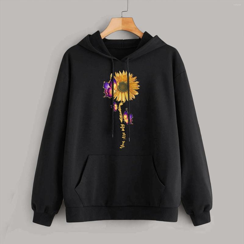 

Women' Hoodies Womens Pullover Hooded Pocket Long Sleeve Sweatshirts Casual Butterfly Printing Women Sweatshirt And Hoody Ladies #H, Black