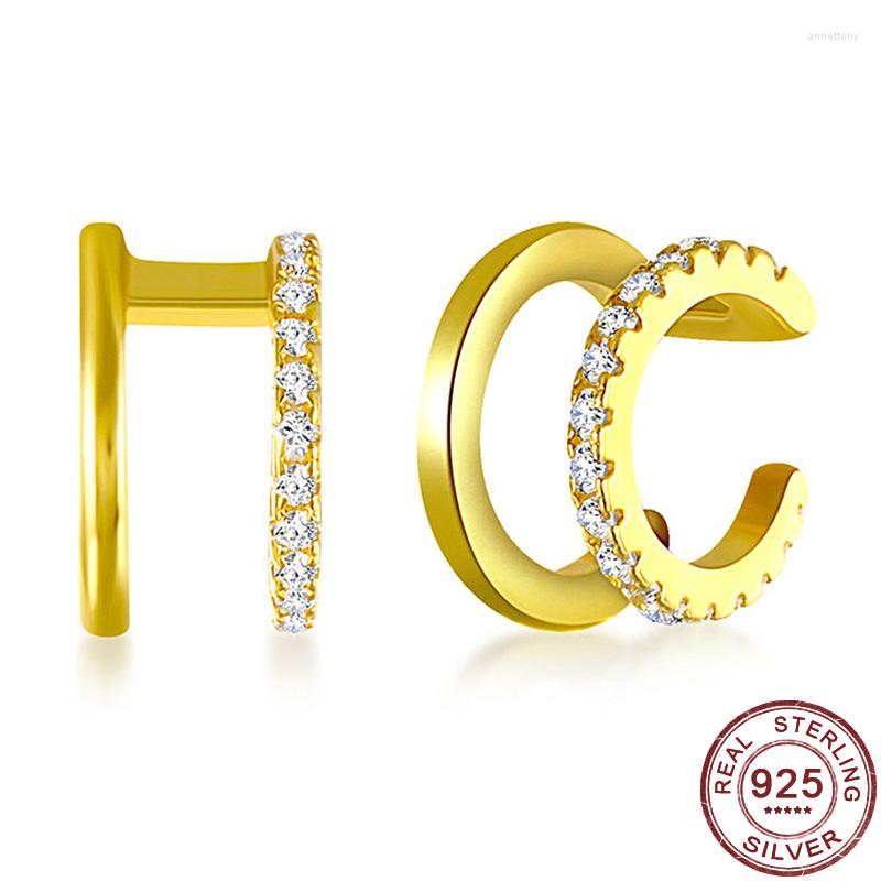 

Backs Earrings 925 Sterling Silver Clip For Women Gold Color Zirconia Fashion Jewelry Ear Bone Cartilage Buckle Girls Without Hole