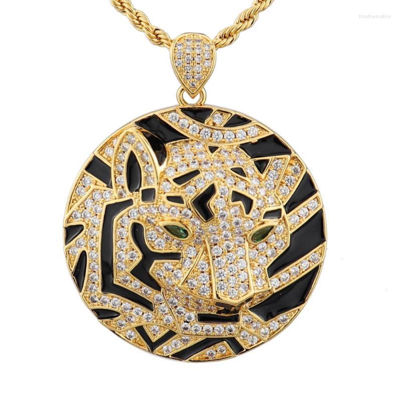 

Pendant Necklaces Classic High Quality Tiger Head Copper Zircon Jewelry Hip Hop Rock Style Dance Party Gift Europe Dubai African DP0003Penda